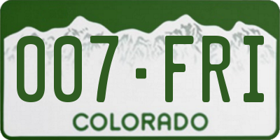 CO license plate 007FRI