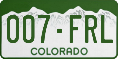 CO license plate 007FRL