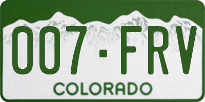 CO license plate 007FRV