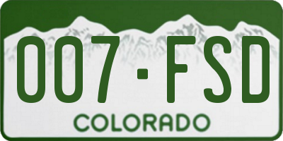 CO license plate 007FSD