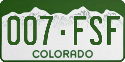 CO license plate 007FSF