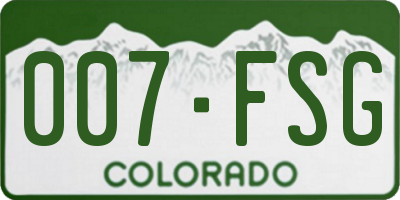 CO license plate 007FSG