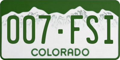 CO license plate 007FSI