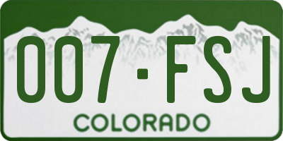 CO license plate 007FSJ
