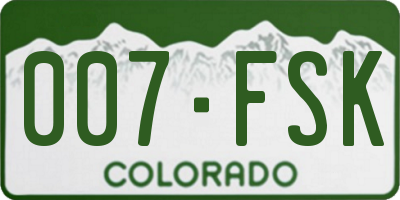 CO license plate 007FSK