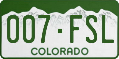 CO license plate 007FSL