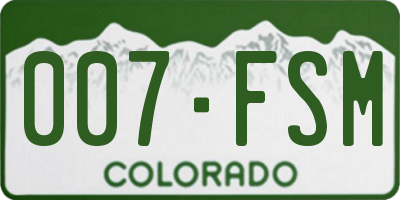 CO license plate 007FSM
