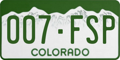CO license plate 007FSP