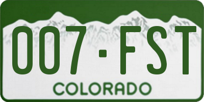 CO license plate 007FST