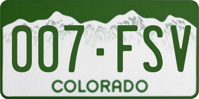 CO license plate 007FSV