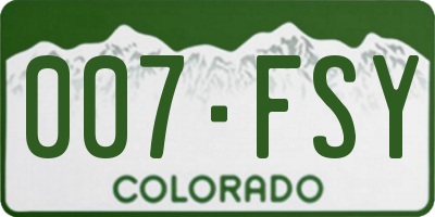 CO license plate 007FSY