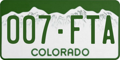 CO license plate 007FTA