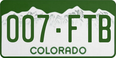 CO license plate 007FTB