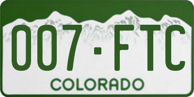 CO license plate 007FTC