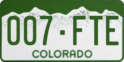 CO license plate 007FTE