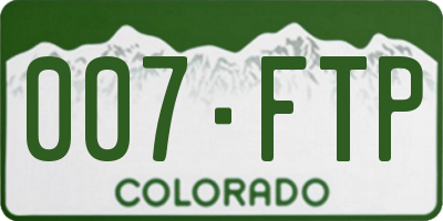 CO license plate 007FTP