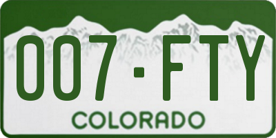 CO license plate 007FTY