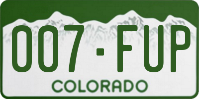 CO license plate 007FUP