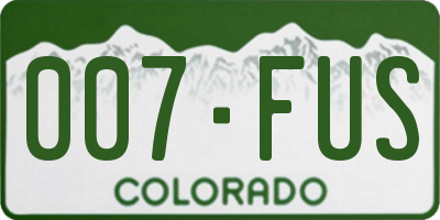 CO license plate 007FUS