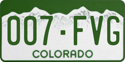 CO license plate 007FVG