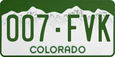 CO license plate 007FVK