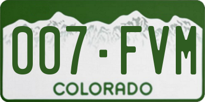 CO license plate 007FVM