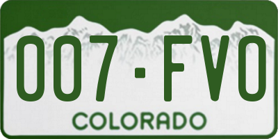 CO license plate 007FVO