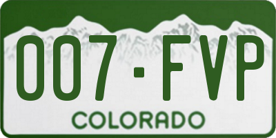 CO license plate 007FVP