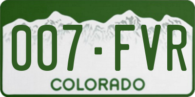 CO license plate 007FVR