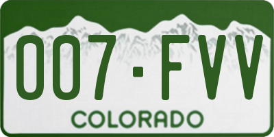 CO license plate 007FVV