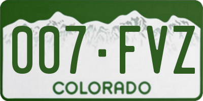 CO license plate 007FVZ