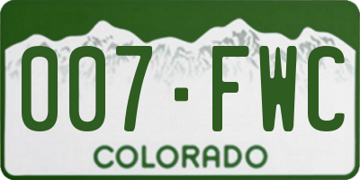 CO license plate 007FWC