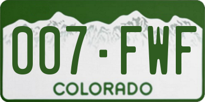 CO license plate 007FWF