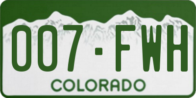 CO license plate 007FWH