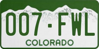 CO license plate 007FWL