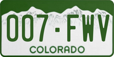 CO license plate 007FWV