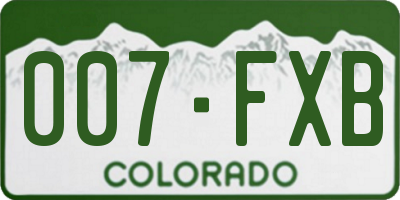 CO license plate 007FXB
