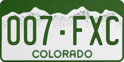 CO license plate 007FXC
