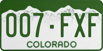 CO license plate 007FXF