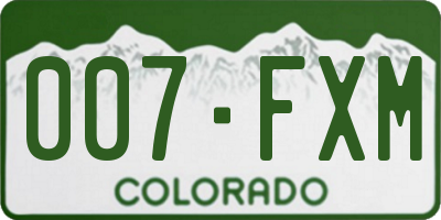 CO license plate 007FXM