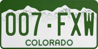 CO license plate 007FXW