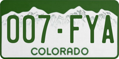 CO license plate 007FYA
