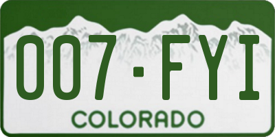 CO license plate 007FYI