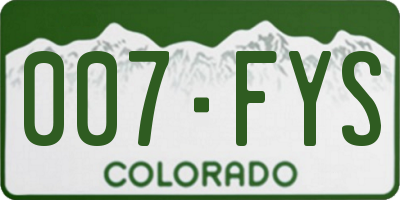 CO license plate 007FYS