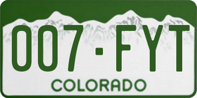 CO license plate 007FYT