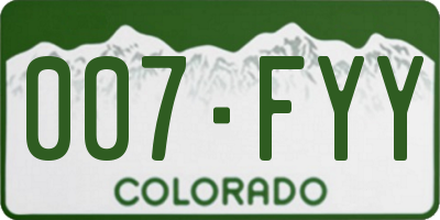 CO license plate 007FYY