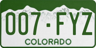 CO license plate 007FYZ