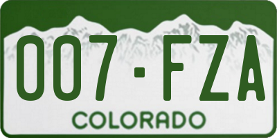 CO license plate 007FZA
