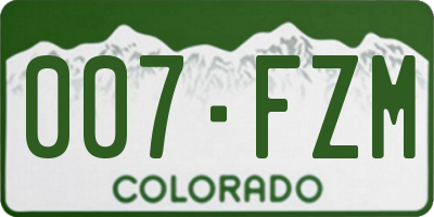 CO license plate 007FZM