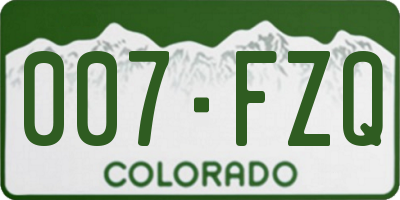 CO license plate 007FZQ